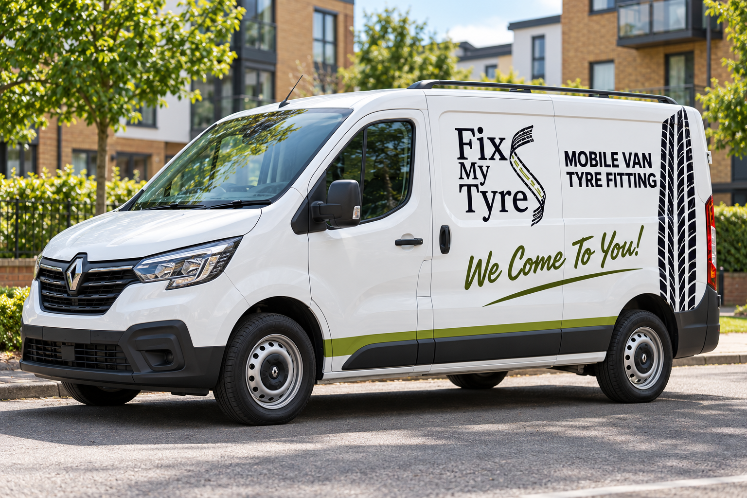 White Fix My Tyre mobile tyre fitting van